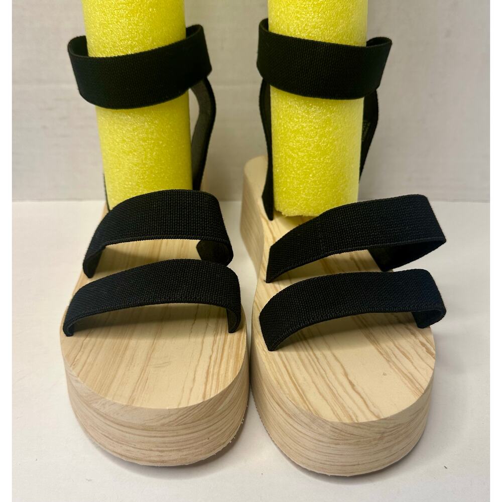 Lucky Brand Women's Samella Strappy Platform Wedge Sandal Black Size 8.5M NEW